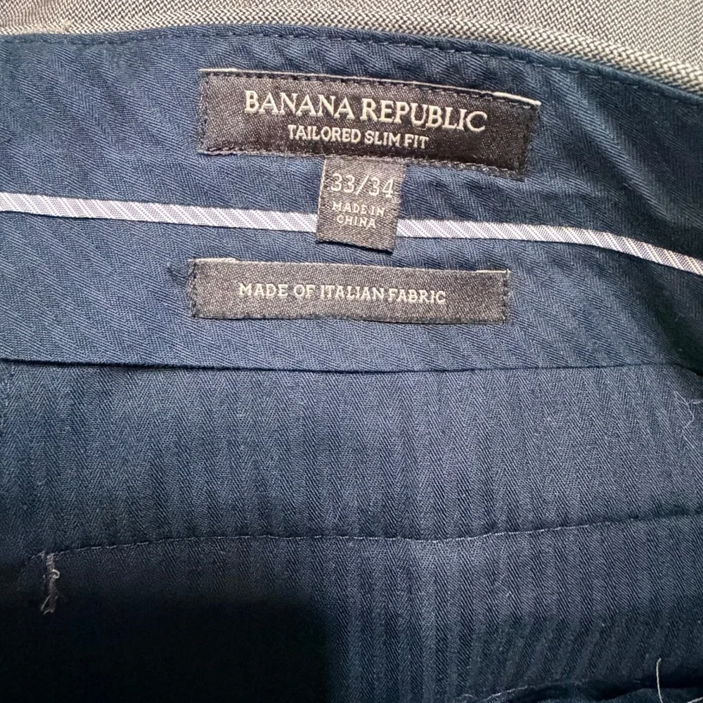 Banana Republic Mens 33x34 Grey Tailored Slim Fit 100% Italian Wool Dress Pants